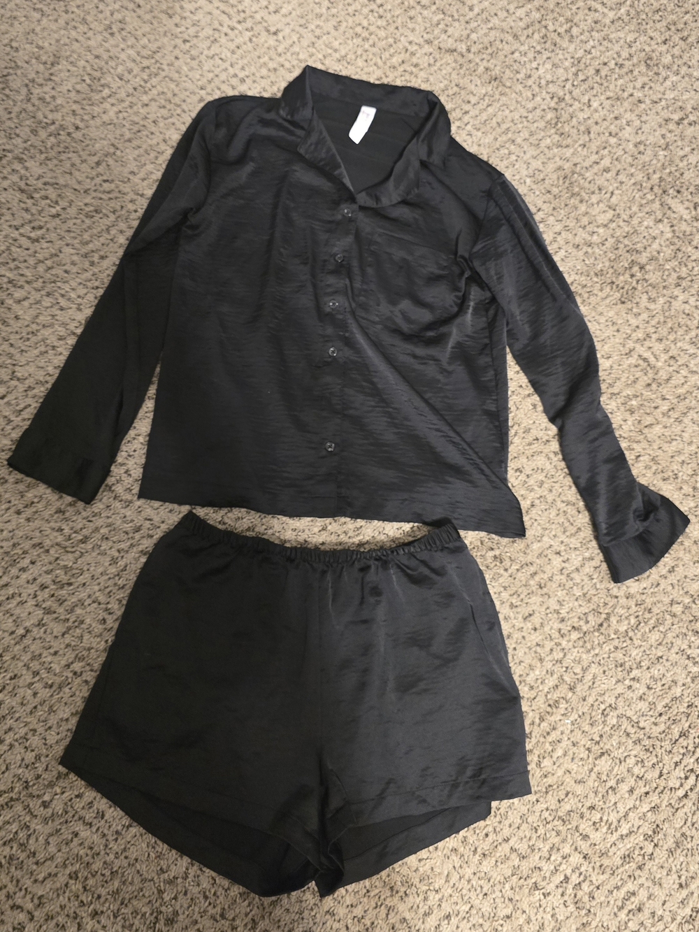Auden Black Silky Button Pajama Set Size Small
